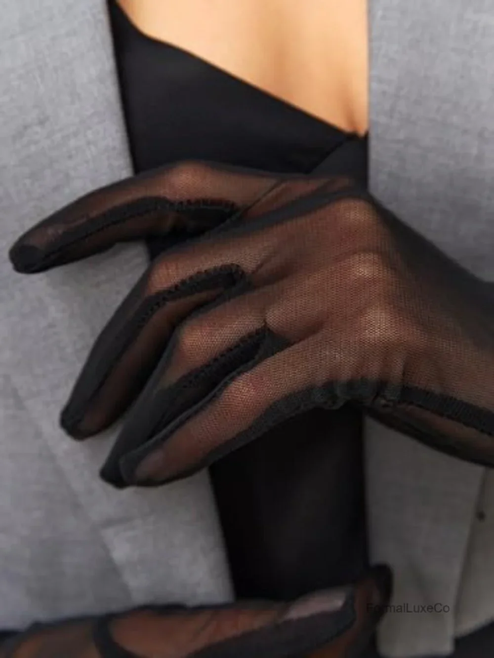 Long Mesh Elbow Length Sheer Gloves - 1920s Opera Tulle Party Costume